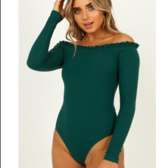 Showpo Off the Shoulder Ribbed Bodysuit - Picture 1 of 1